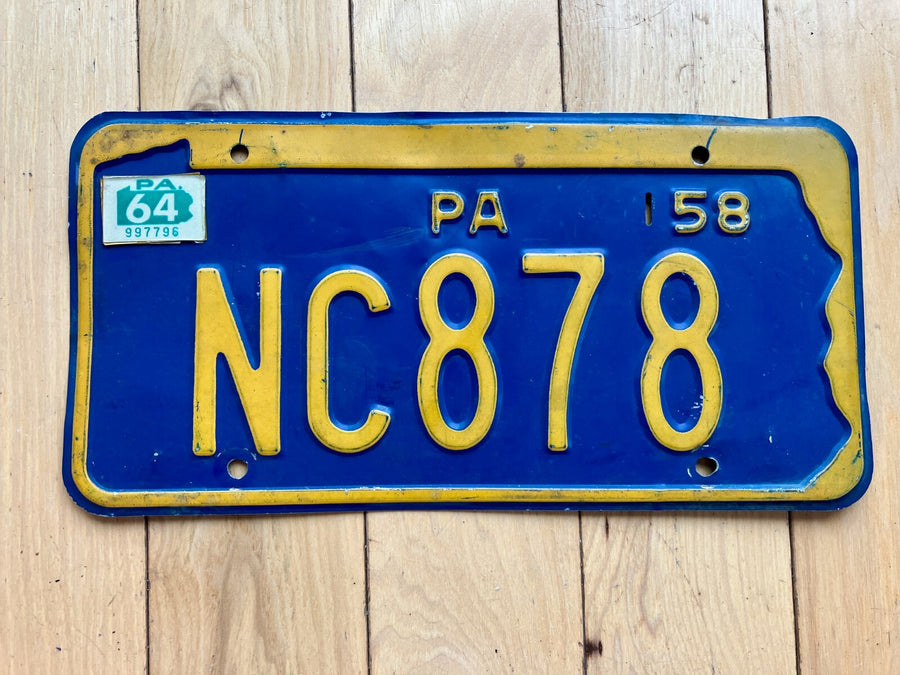 1958 Pennsylvania License Plate W/ 1964 Tab