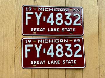 1969 Pair of Michigan License Plates