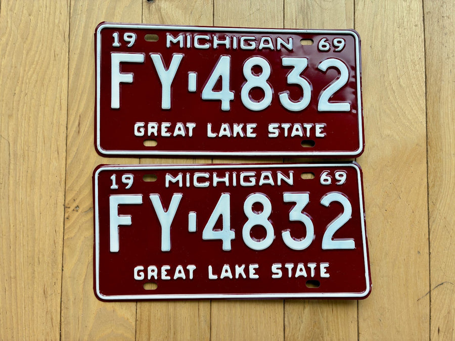 1969 Pair of Michigan License Plates