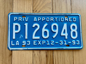 1993 Louisiana Priv Apportioned License Plate