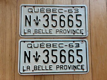 1963 Pair of Quebec Farm Truck License Plates