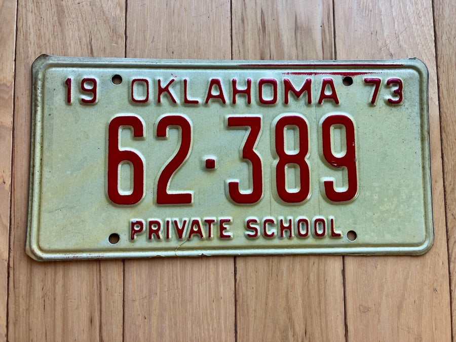 1973 Oklahoma Private School License Plate