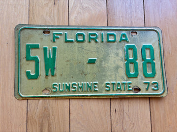 1973 Florida License Plate - Low Number
