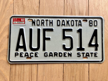 1980 North Dakota License Plate W/ 1982 Tabs