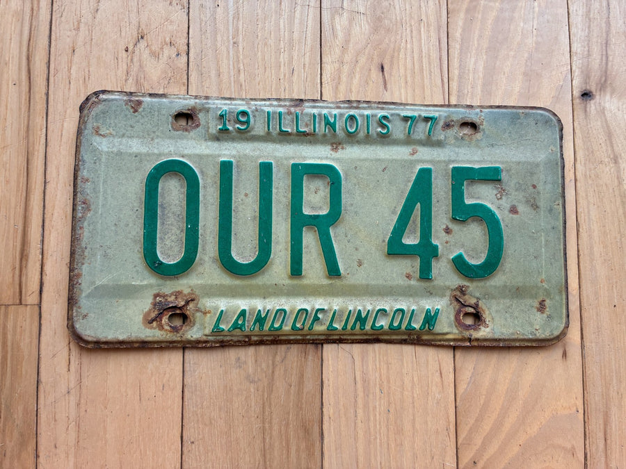 1977 Illinois Vanity License Plate - OUR 45