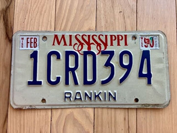 1990 Mississippi Rankin County License Plate