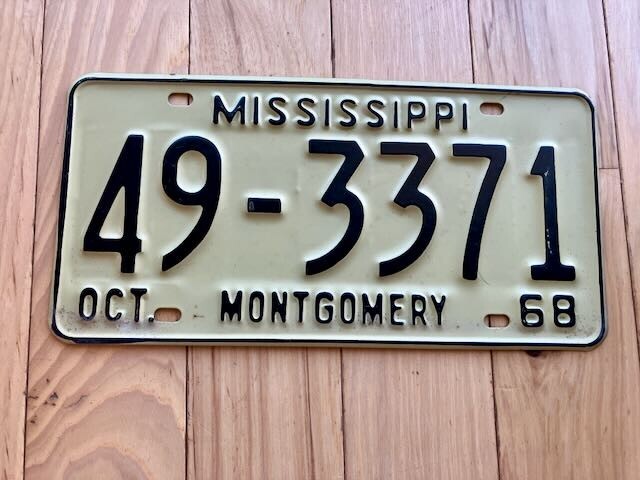 1968 Mississippi Montgomery County License Plate