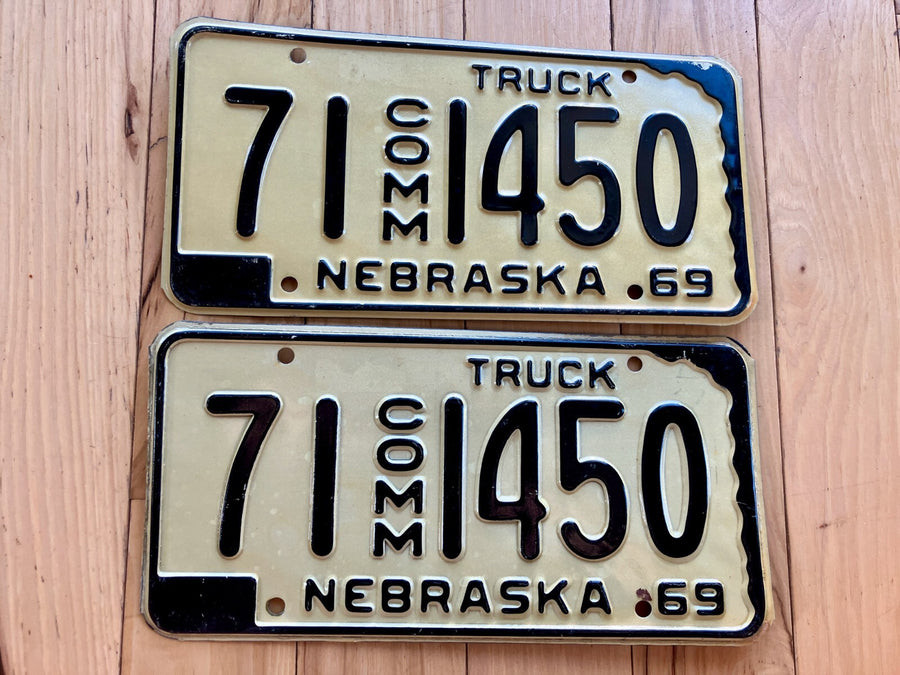 Pair Of 1969 Nebraska Commercial Truck License Plates