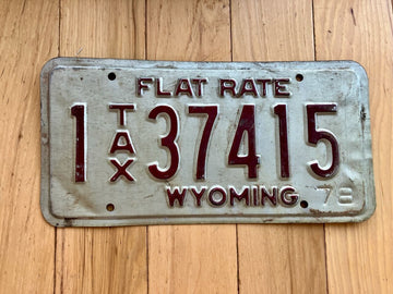 1978 Wyoming Flat Rate License Plate