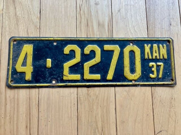 1937 Kansas License Plate