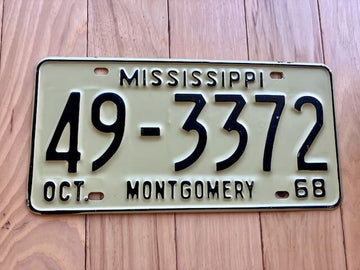 1968 Mississippi Montgomery County License Plate
