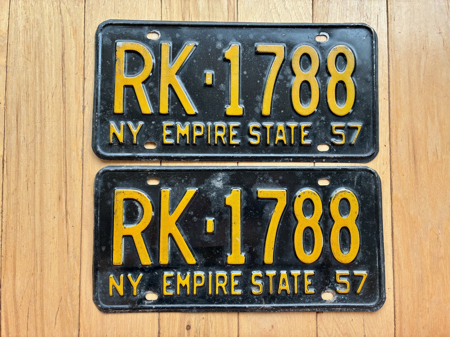 Pair of 1957 New York License Plates