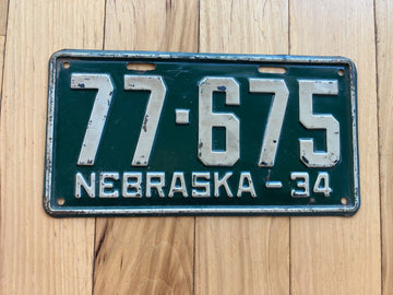 1934 Nebraska License Plate