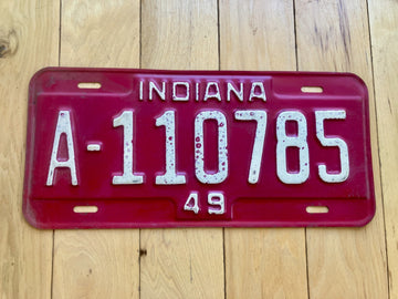 1949 Indiana Long Format License Plate