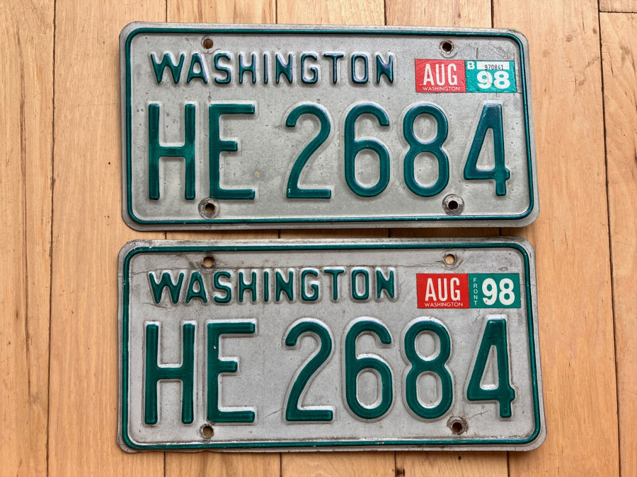 Pair Of 1980's Washington License Plates W/ 1998 Tabs -Check With DOL For YOM