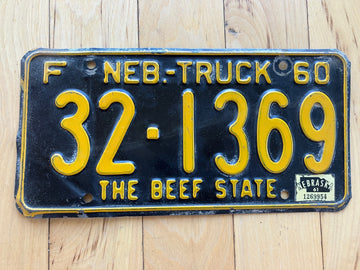 1960 Nebraska Farm Truck License Plate