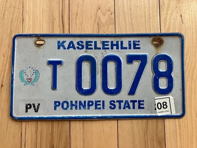 2008 Kaselehlie State of Pohnpei License Plate