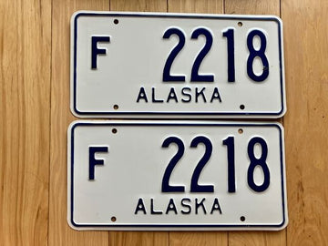 Pair of 1964 1965 Alaska Farm License Plates
