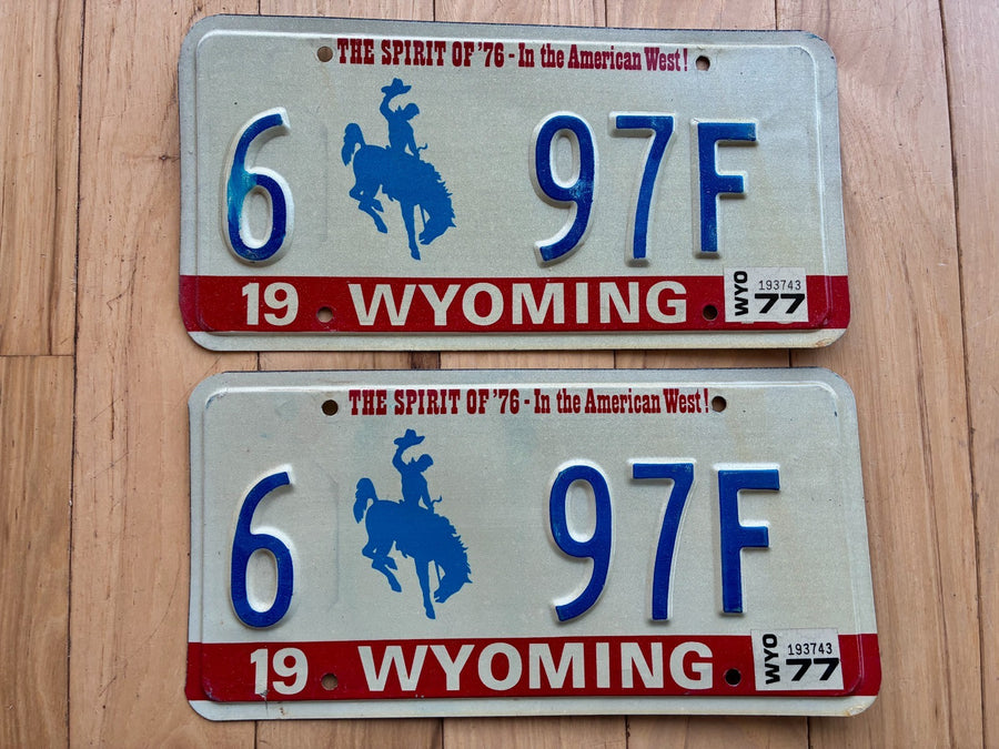 1977 Pair of Wyoming License Plates