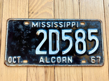 1967 Mississippi Alcorn County License Plate