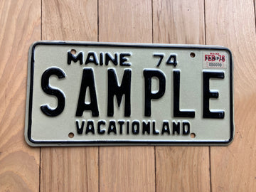 1974 Maine Sample License Plate W/1976 Tab