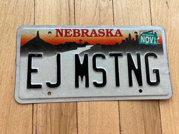 1999 Nebraska Vanity License Plate - EJ MSTNG