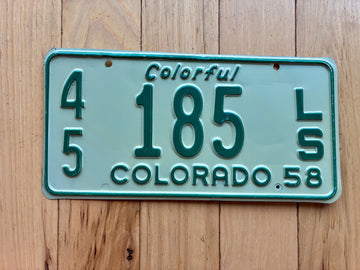 1958 Colorado Trailer License Plate