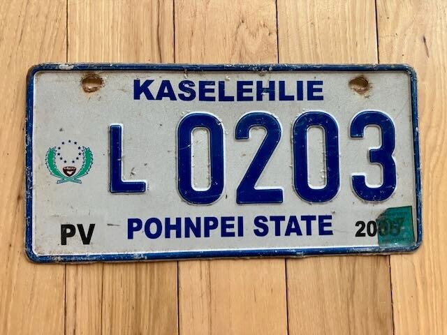 2005 Kaselehlie State of Pohnpei License Plate