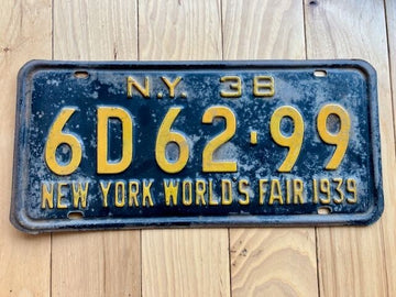 1938 New York World's Fair License Plate