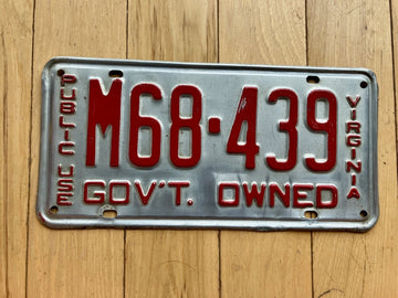 1950 to 1967 Virginia Public Use License Plate