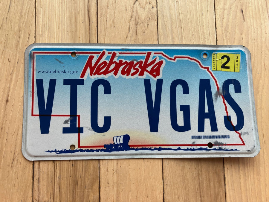 2011 Nebraska Vanity License Plate - VIC VGAS