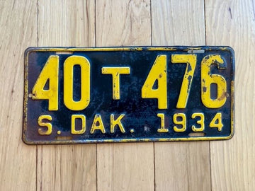 1934 South Dakota License Plate