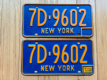 Pair of 1967 New York License Plates