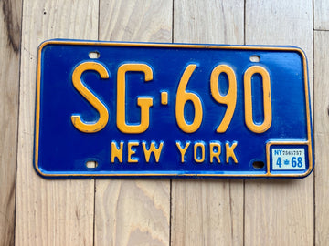 1968 New York License Plate