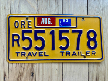 1983 Oregon Travel Trailer License Plate