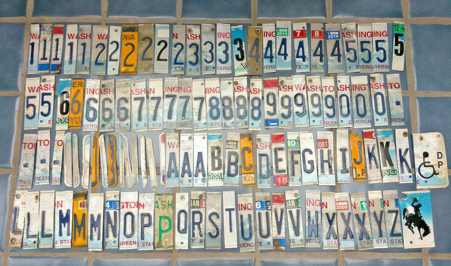 Lot of 100 Craft Grade License Plate Letters and Numbers for Crafts/Art Projects