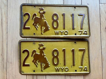 Pair of 1974 Wyoming License Plates