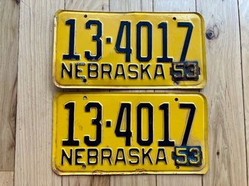 Pair of 1953 Nebraska License Plates