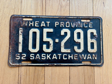 1952 Saskatchewan Wheat Province License Plate