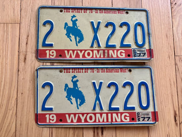 Pair Of 1977 Wyoming License Plate