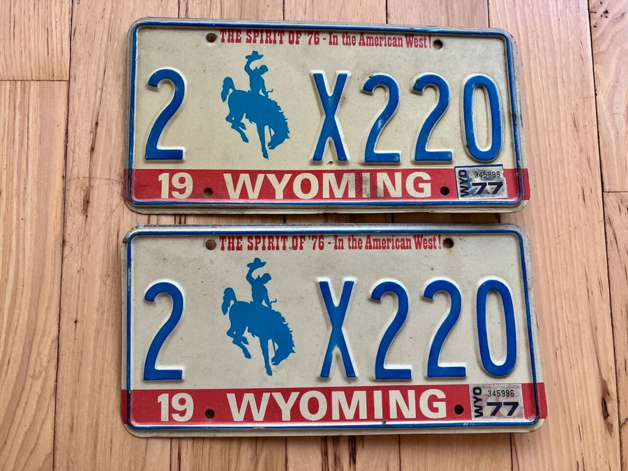 Pair Of 1977 Wyoming License Plate