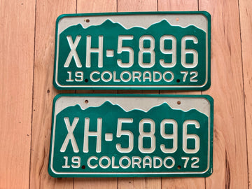 Pair of 1972 Colorado License Plates