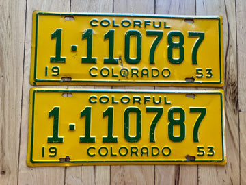 Pair of 1953 Colorado License Plates