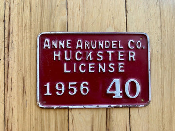 1956 Anne Arundel County Maryland Huckster License Plate