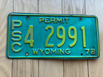 1972 Wyoming PSC Permit License Plate