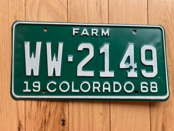 1968 Colorado Farm License Plate