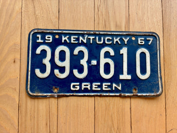 1967 Kentucky Green County License Plate