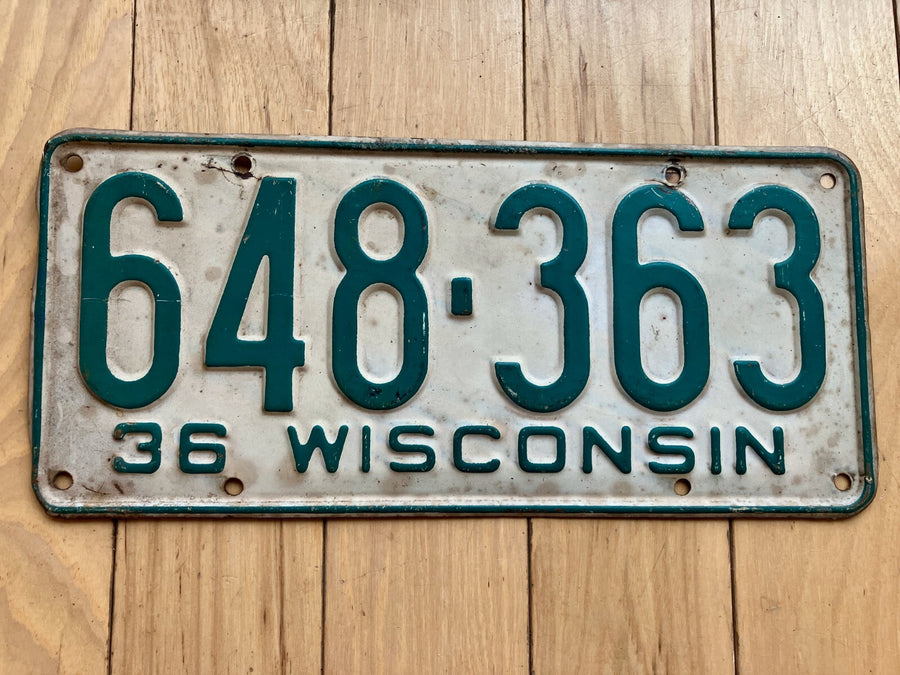 1936 Wisconsin License Plate