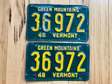 Pair of 1948 Vermont License Plates