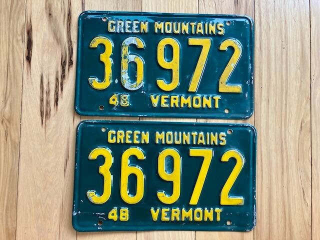 Pair of 1948 Vermont License Plates